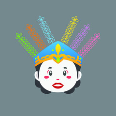 Jakarta Female Ondel-Ondel Vector Betawi Culture Cartoon Illustration