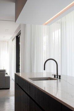 kitchen and faucet