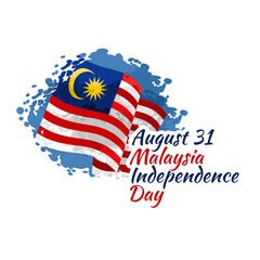 August 31, Independence day of Malaysia vector illustration. Suitable for greeting card, poster and banner. 