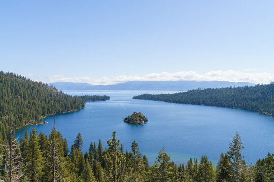 A view of Lake Tahoe seen from above the treeline