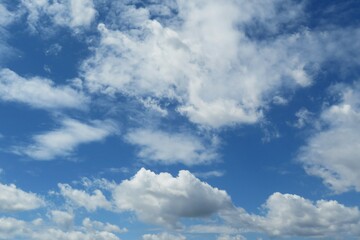 Blue sky with clouds, panoramic view