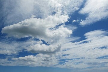 Beautiful blue sky with fluffy clouds
