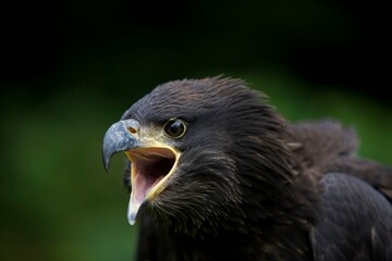 BALD EAGLE haliaeetus leucocephalus, PORTRAIT OF JUVENILE CALLING OUT