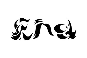 Tribal art initial END tattoo Lettering initial END tatto vector design template