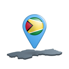 Guyana flag map pin on white