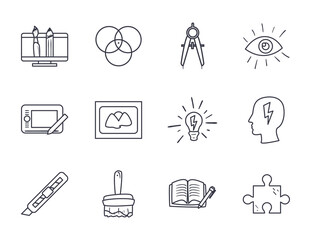 Art and design line style icon set vector design