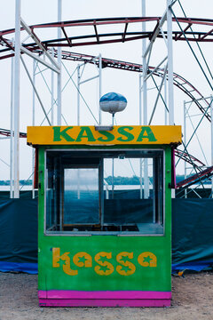 Old cash register in amusement park