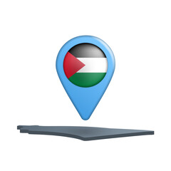 Palestine flag map pin on white