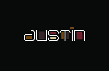 Austin Name Art in a Unique Contemporary Design in Java Brown Colors