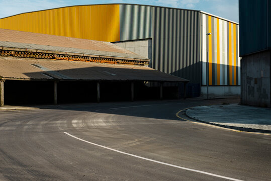 Empty street in industrial area