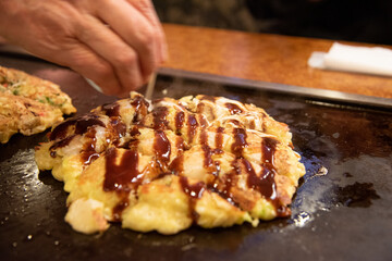 お好み焼きを焼く