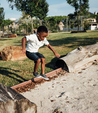 Boy jumping at the park
