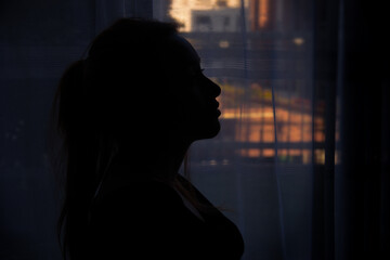 A silhouette of a beautiful woman.