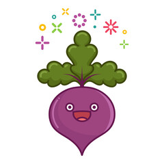 kawaii smiling beet cartoon illustration