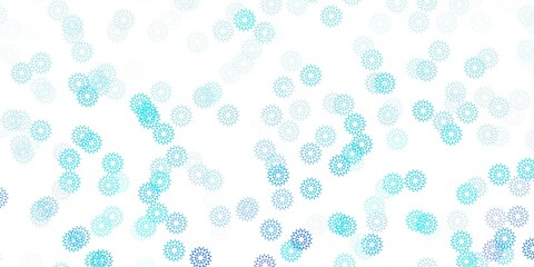 Light blue vector doodle texture with flowers.