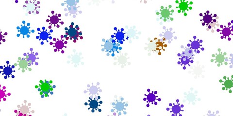 Light multicolor vector backdrop with virus symbols.
