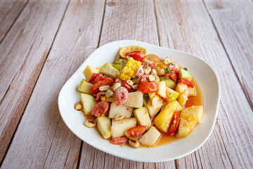 Thai fruit salad - mix fruit salad on dish.