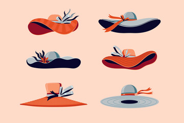 Naklejka premium Kolorowe czapki Kentucky Derby zestaw ilustracji wektorowych