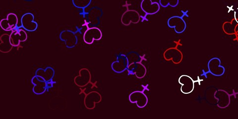 Light Blue, Red vector pattern with feminism elements.