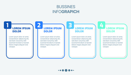Obraz premium Colorful business infographics. Rectangle timeline with 4 steps, labels, options. Vector infographic template for business, presentations, and web design.