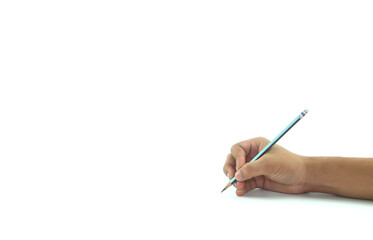Write with a pencil on a white background