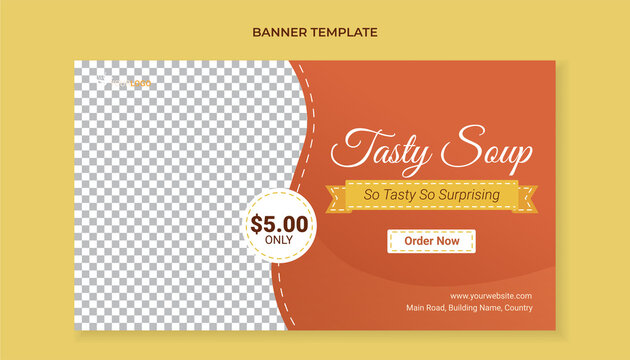Tasty soup food banner template