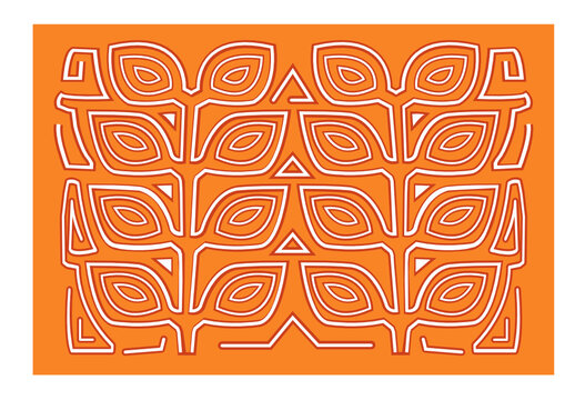 mola kuna de panama color naranja de una flor en svg