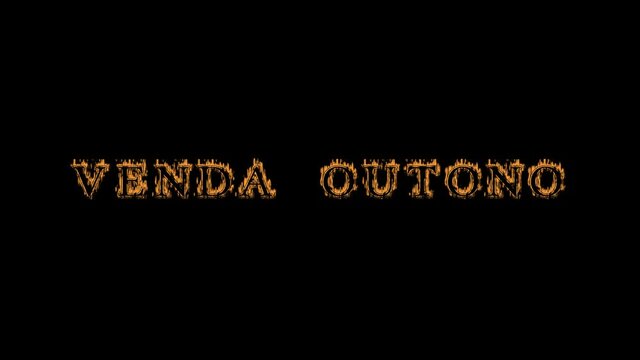 Venda outono fire text effect black background. animated text effect with high visual impact. letter and text effect. translation of the text is Fall Sale