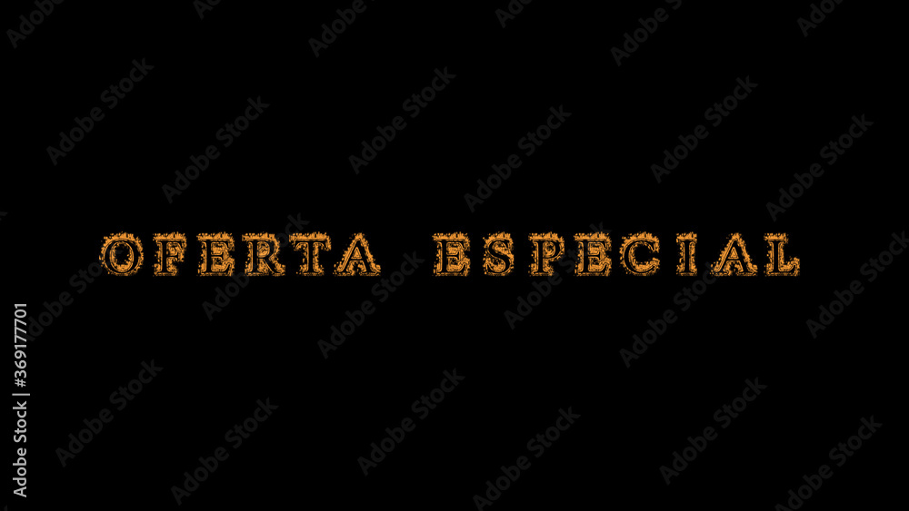 Fototapete oferta especial fire text effect black background. animated text effect with high visual impact. let