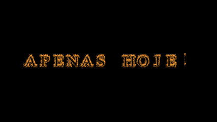 Apenas hoje! fire text effect black background. animated text effect with high visual impact. letter and text effect. translation of the text is Only Today!