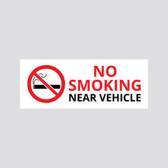 No smoking near vehicle the prohibition banner or sticker vector illustration.
