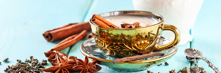 Masala tea in ceramic cup