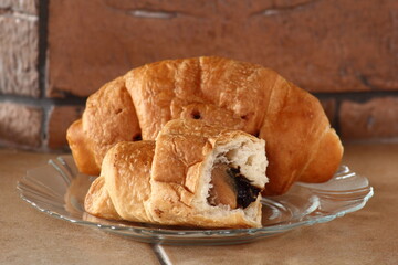 Croissant with peanut and cocoa fillings