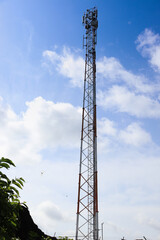 Mobile tower rising to the sky