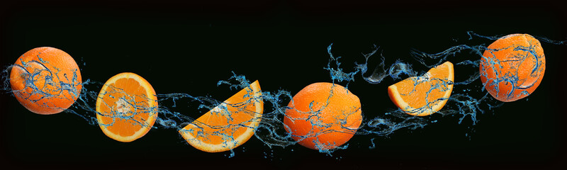 Fruit panorama - juicy oranges are good for your health and a great dessert for the table