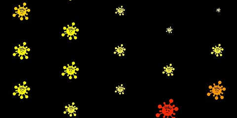 Fototapeta na wymiar Dark yellow vector texture with disease symbols.