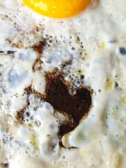 Eggs fried in butter. Abstract background texture
