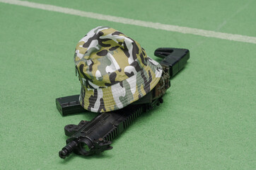 plastic weapons and uniforms for games
