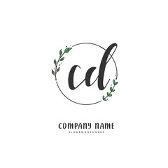 C D CD Initial handwriting and signature logo design with circle. Beautiful design handwritten logo for fashion, team, wedding, luxury logo.