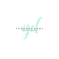 Fototapeta premium G D GD Initial handwriting and signature logo design with circle. Beautiful design handwritten logo for fashion, team, wedding, luxury logo.