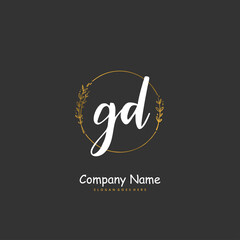G D GD Initial handwriting and signature logo design with circle. Beautiful design handwritten logo for fashion, team, wedding, luxury logo.