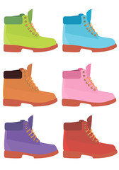 collection of footwear silhouettes isolated on white background