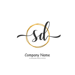 S D SD Initial handwriting and signature logo design with circle. Beautiful design handwritten logo for fashion, team, wedding, luxury logo.