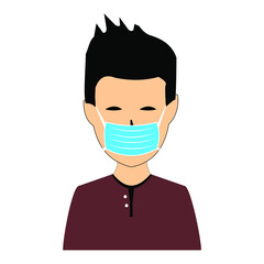 man wearing mask to prevent virus, sick