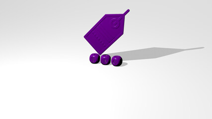 3D graphical image of TAG vertically along with text built by metallic cubic letters from the top perspective, excellent for the concept presentation and slideshows. illustration and sign