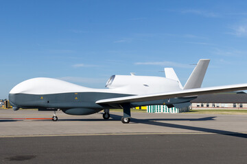 Long range high altitude military unmanned aerial vehicle (UAV, Drone).