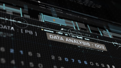 Futuristic holographic simulation of artificial neural networks, artificial intelligence deep learning performing analytic computational head up display background