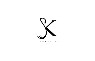 Abstract Initial K Linked Black Swoosh Logotype