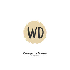 W D WD Initial handwriting and signature logo design with circle. Beautiful design handwritten logo for fashion, team, wedding, luxury logo.