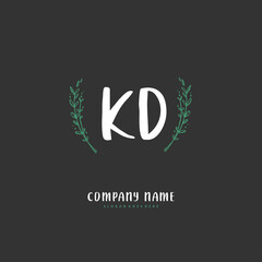 K D KD Initial handwriting and signature logo design with circle. Beautiful design handwritten logo for fashion, team, wedding, luxury logo.